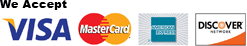 We Accept visa mastercard, discover, and american express